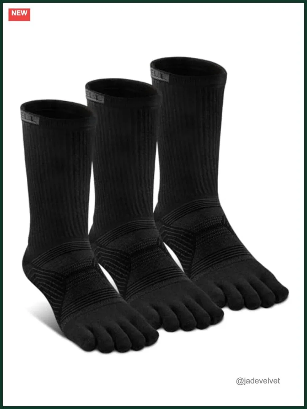 Coolmax Mid-Calf Toe Socks for Running Athletic Breathable Quick Dry 3 Pairs